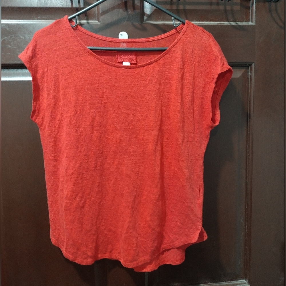 Sigrid Olsen 100% Knit Linen Red T Shirt Size M